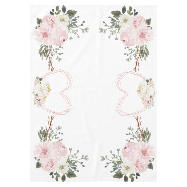 Nappe Citrouille rose et aquarelle de coeur Thanksgiving (Devant)