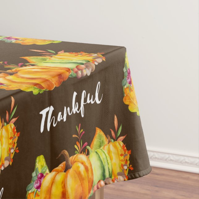 Nappe Citrouilles, Feuilles et Foliage Merci Motif (In Situ)
