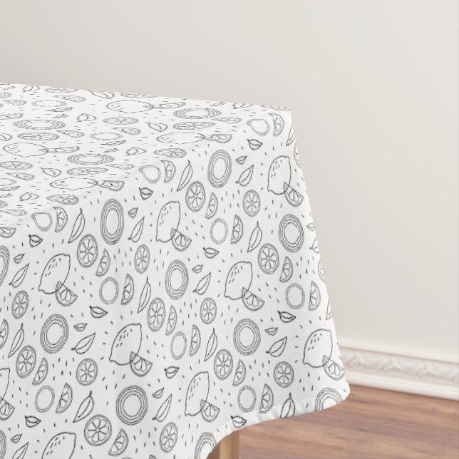 Nappe Citrus fruits Lemon Black Hand drawn Modern. (In Situ)