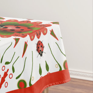 Nappe Coccinelle de Noël Rouge Blanc Vert