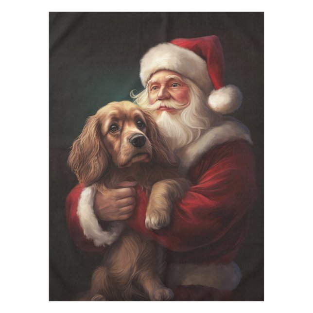 Nappe Cocker Spaniel avec Noël Festif du Père Noël (Devant)