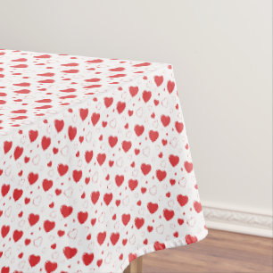 Nappe Coeurs de passion rouge brillant, motif romantique