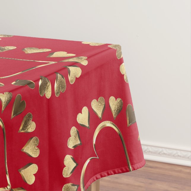 Nappe Coeurs d'or rouges et faux Saint-Valentin romantiq (In Situ)