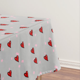 Nappe Coeurs rouges sur gris