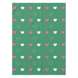 Nappe Cœurs Vibrants sur Fond Vert : Contraste Rose et C