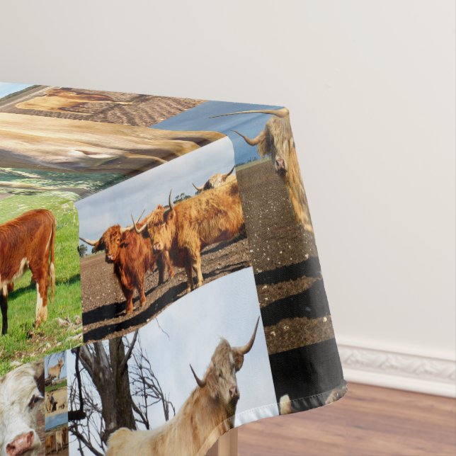 Nappe Collage Photo Vaches Et Vaches Highland, (In Situ)