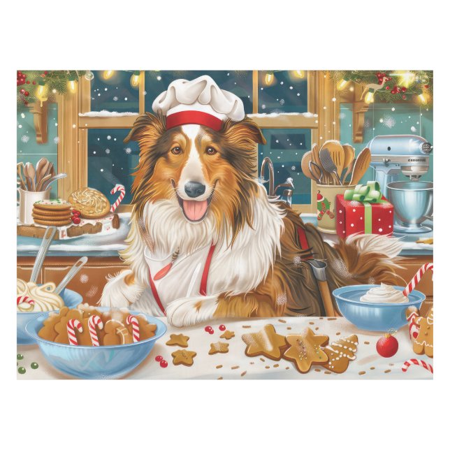 Nappe Collie Holiday Baking : Festive Christmas (Devant (Horizontal))