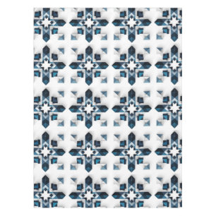 Nappe Conception Abstraite Géométrique en Bleu et Blanc