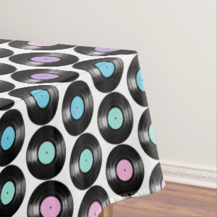 Nappe Conception de motif coloré de disques vinyles rétr