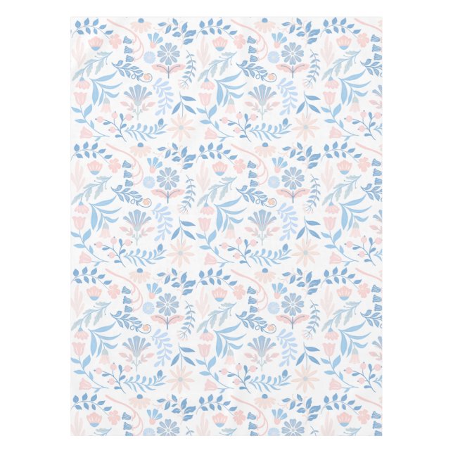 Nappe Conception florale boho impression bloc bleu rose  (Devant)