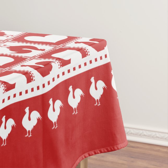 Nappe Coq rouge et blanc et coeurs Checkered (In Situ)