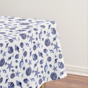 Nappe Coquillages bleu et blanc