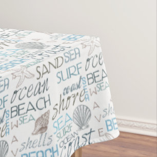 Nappe Coquilles bleues crèmes de plage