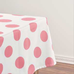 Nappe Corail et pois blancs