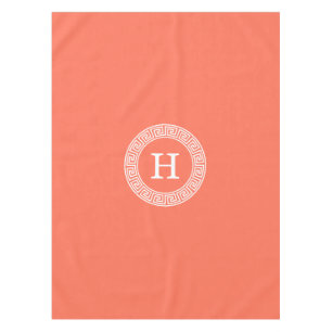 Nappe Coral Wht Grille Clé Grecque Cadre De Rand Initial