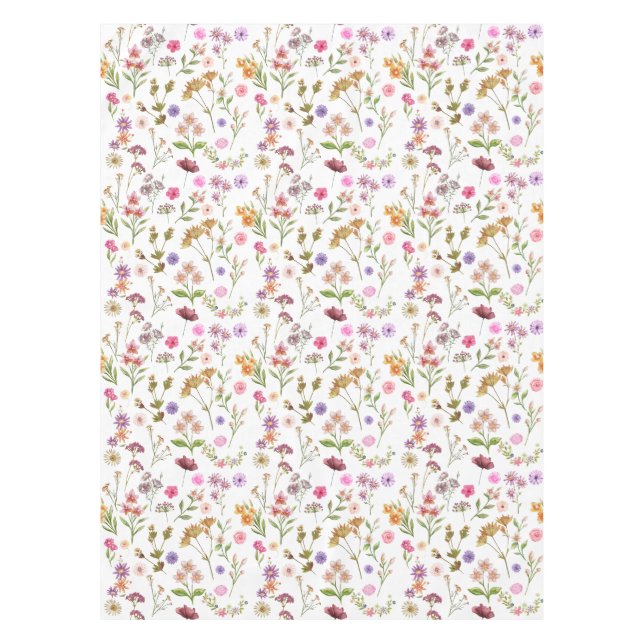 Nappe couleur d'eau fleurie motif - rose, violet, vert (Devant)