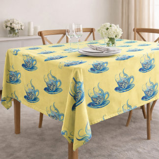 Nappe Coupe Artistique de Café Bleu avec Motifs de tourb