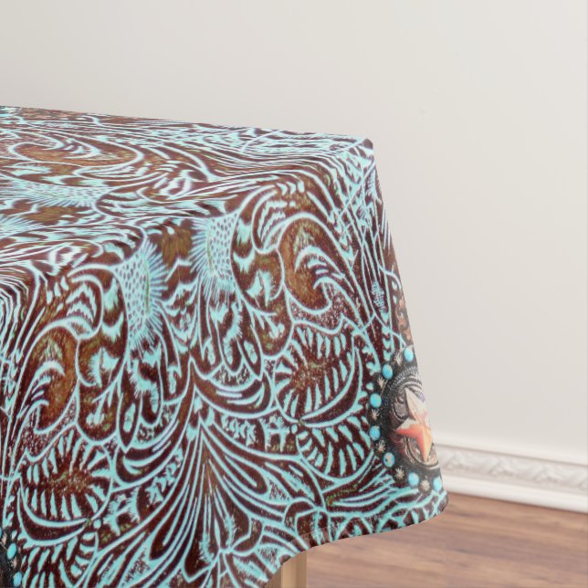Nappe cowboy brun turquoise de l'ouest motif (In Situ)