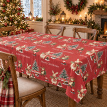 Nappe Cozy Christmas Red Animaux de la Forêt