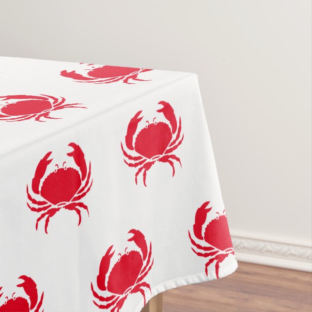 Nappe Crabes rouge blanc motif moderne côtier (In Situ)