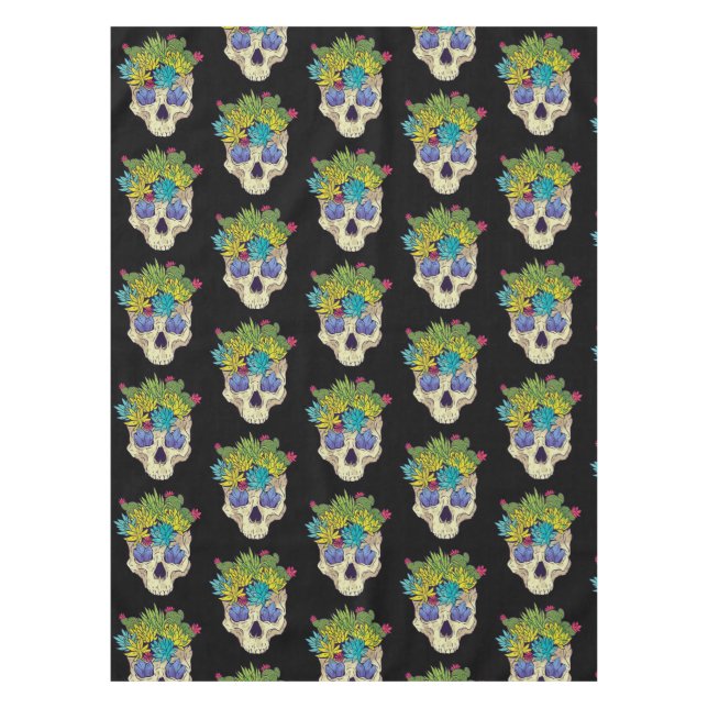 Nappe Crâne avec cristaux et succulents (Devant)