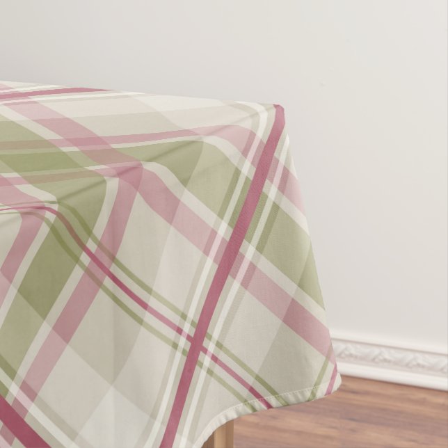 Nappe crème de framboise à la diagonale plaid motif (In Situ)