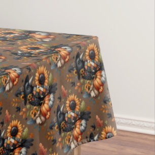 Nappe Crow Whimsical avec Citrouilles et tournesols
