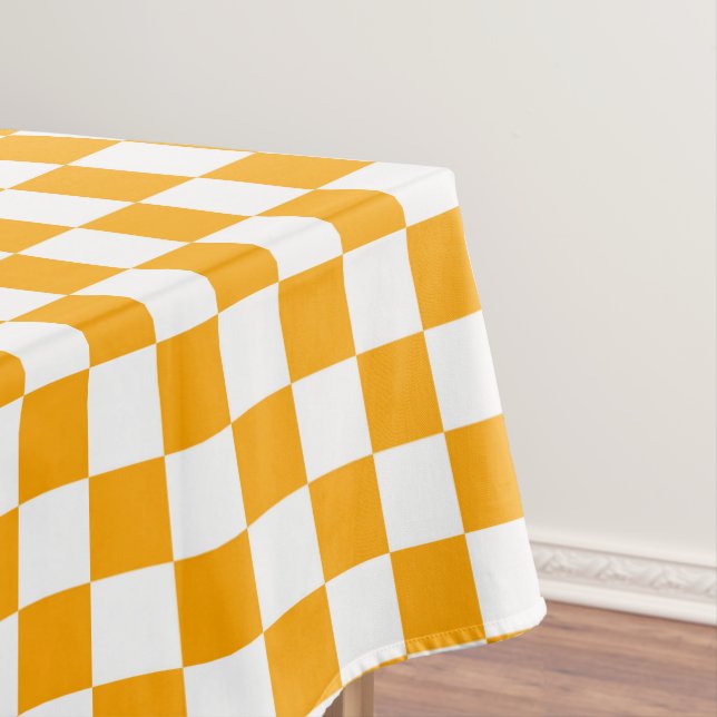 Nappe Cuisine à damiers coton blanc et orange (In Situ)