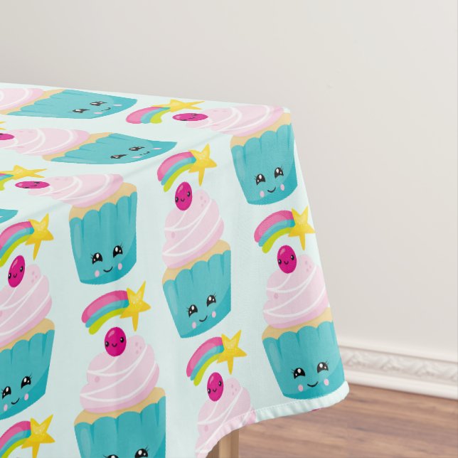 Nappe Cupcake bleu mignon avec visage Kawaii (In Situ)