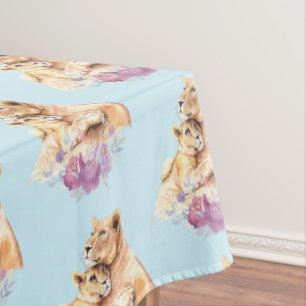 Nappe Cute Aquarelle Mère Lion & Motif Cub