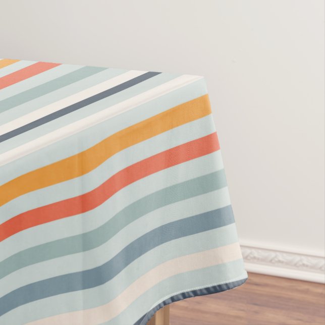Nappe Cute Dusky Orange Bleu Motif rayé ocre (In Situ)