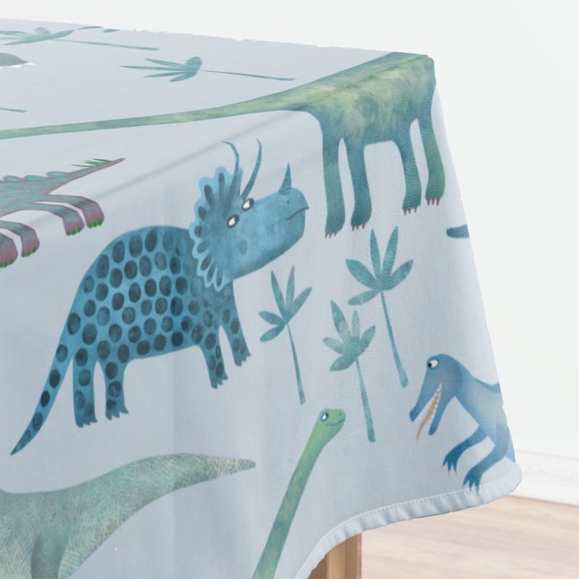 Nappe Cute Motif de dinosaure bleu préhistorique (Fun dinosaur pattern cloth tablecloth)