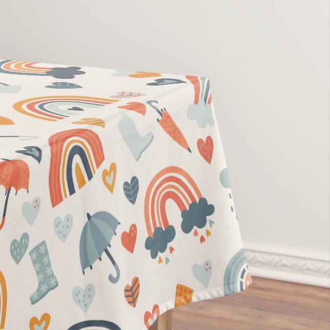 Nappe Cute Orange Blue Spring Rainbow Clouds Motif (In Situ)