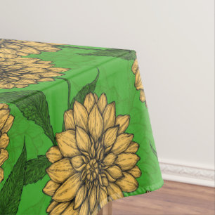 Nappe Dahlias en jaune et vert