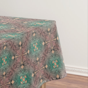 Nappe Damas de Bohême en rose Saumon mer Vert