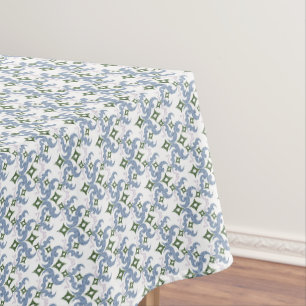 Nappe damassé bleu et vert ornement pointillisme