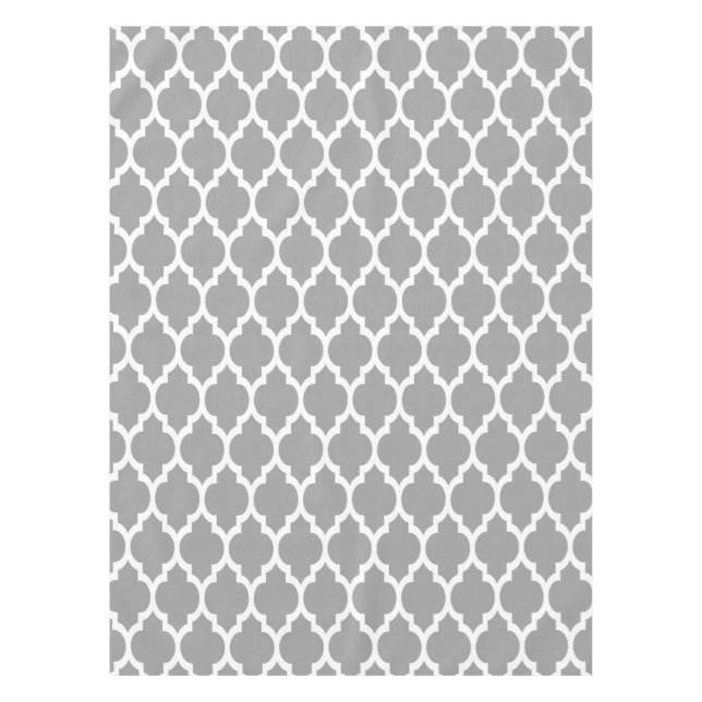 Nappe Dark Gray White Moroccan Quatrefoil Pattern #4 (Devant)