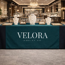 Dark Teal Modern Jewelry Business Logo Tablecloth