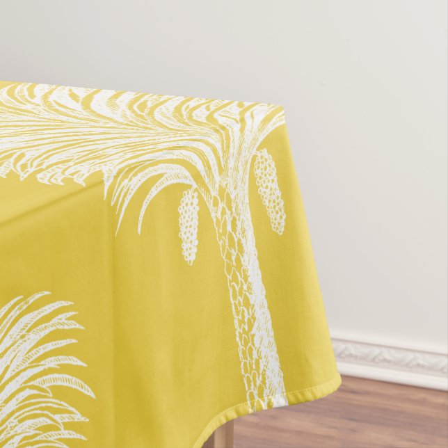 Nappe Date tropicale moderne Palmiers Jaune Blanc (In Situ)