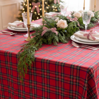 Nappe de Noël à carreaux tartan rouge classique