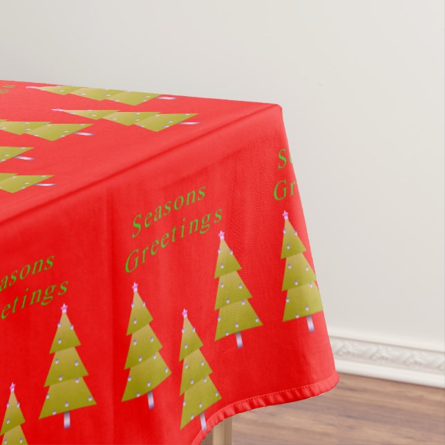 Nappe de Noël, Arbres rouges Joyeuses Fêtes (In Situ)