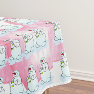 Nappe de Noël, Coeurs roses Soif Snowman