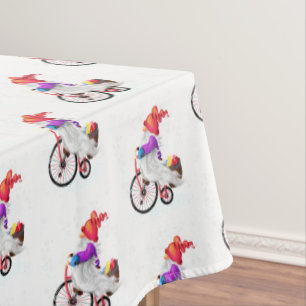 Nappe de Noël Gnome avec vélo et cadeaux