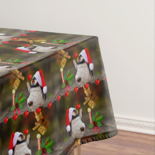 Nappe de Noël, Joyeux Noël, Pingouin