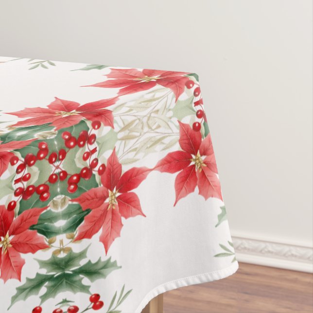Nappe de Noël Rouge Poinsettia (In Situ)