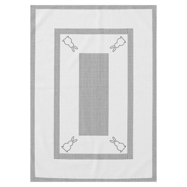 Nappe de Pâques 60x84", à damiers, points, lapin (Devant)