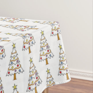 Nappe de table arbre de Noël coloré blanc classiqu