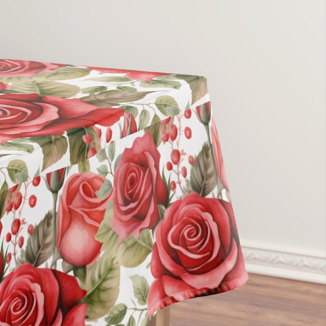 Nappe de table aux roses rouges chic (In Situ)