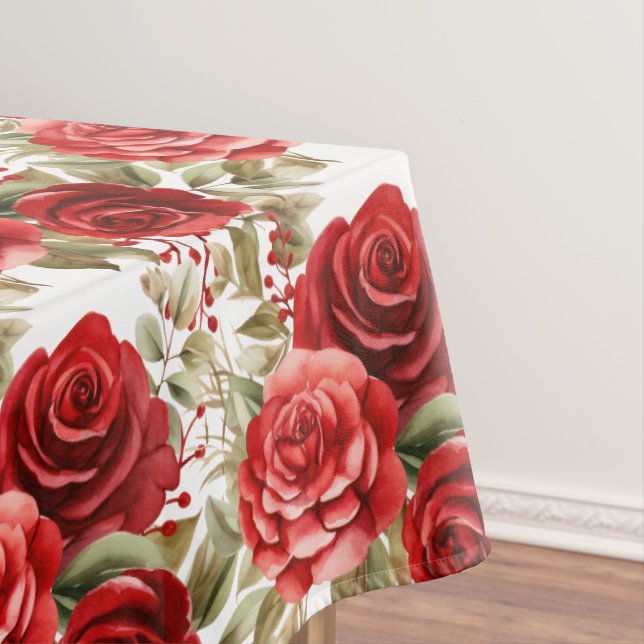 Nappe de table aux roses rouges chic (In Situ)
