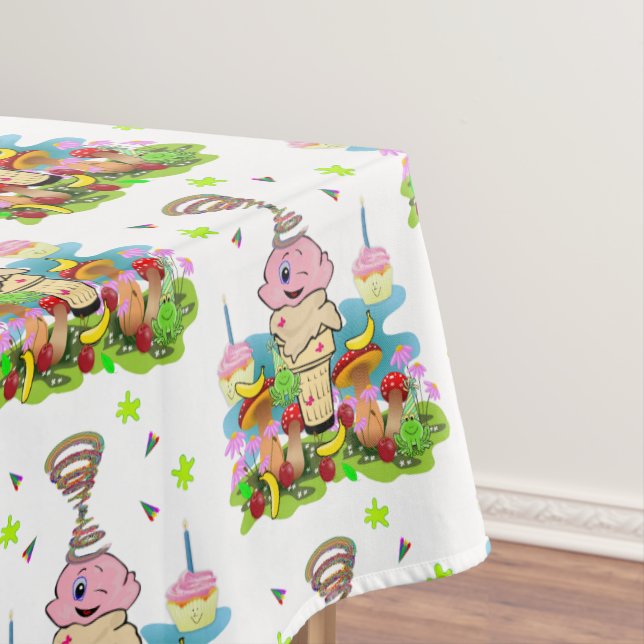 Nappe de table d'anniversaire FUN Rose Cupcake  (In Situ)